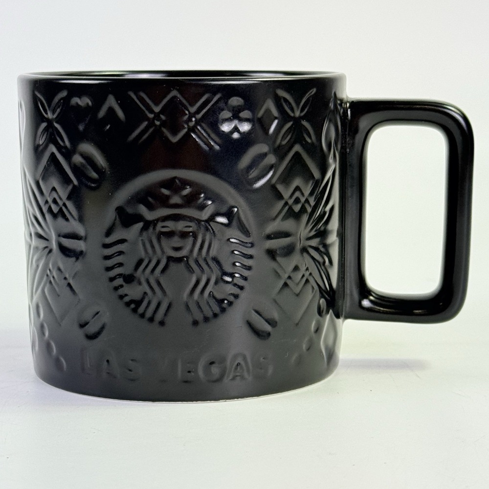 Starbucks 2023 Las Vegas Collection Black Embossed Ceramic Coffee Mug 14 oz RARE